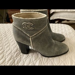 Chanel Distressed Shearling Ankle Boot